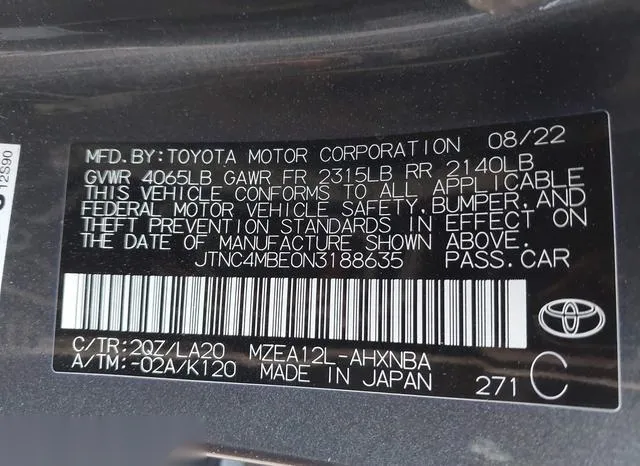 JTNC4MBE0N3188635 2022 2022 Toyota Corolla- Xse 9