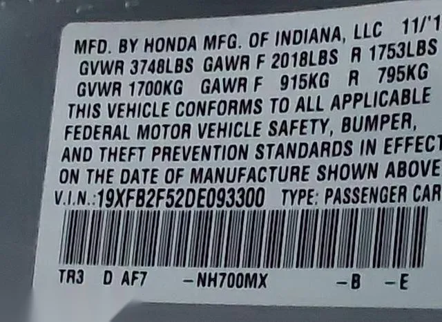 19XFB2F52DE093300 2013 2013 Honda Civic- LX 9