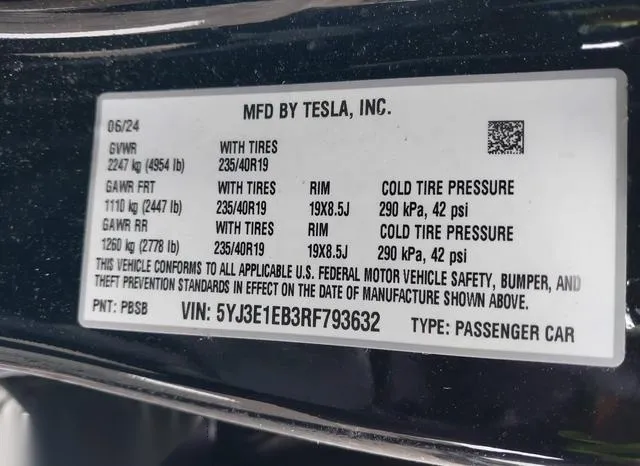 5YJ3E1EB3RF793632 2024 2024 Tesla Model 3- Long Range Dual 9