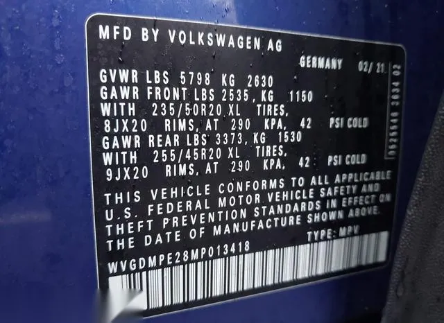 WVGDMPE28MP013418 2021 2021 Volkswagen ID-4- 1St Edition 9