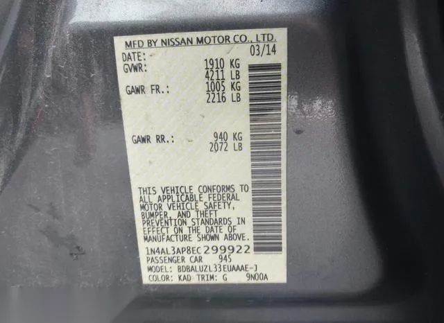 1N4AL3AP8EC299922 2014 2014 Nissan Altima- 2-5 SV 9