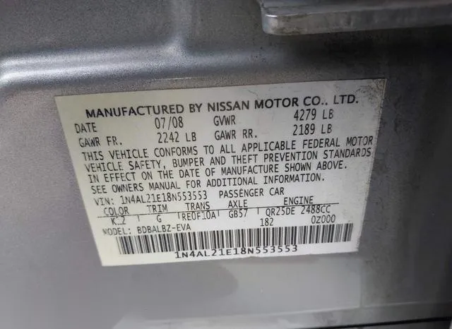 1N4AL21E18N553553 2008 2008 Nissan Altima- 2-5 S 9