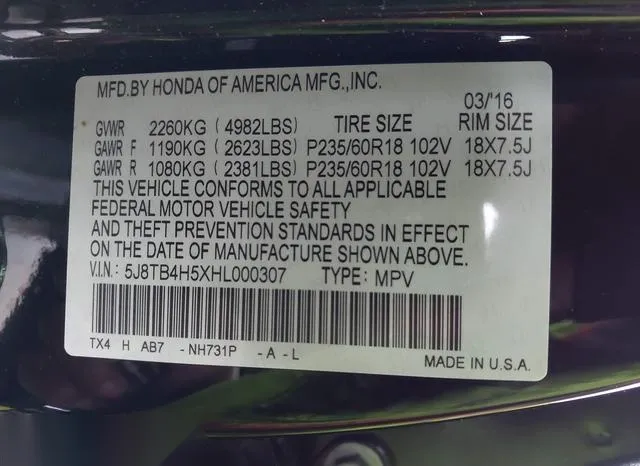 5J8TB4H5XHL000307 2017 2017 Acura RDX- Technology   Acurawa 9