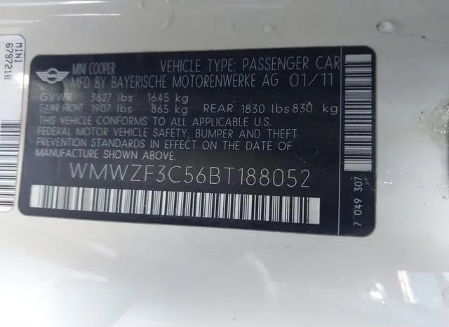 WMWZF3C56BT188052 2011 2011 Mini Cooper- Clubman 9