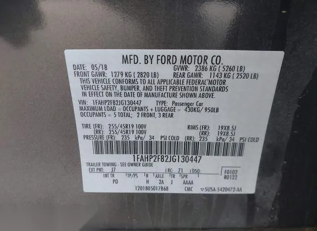 1FAHP2F82JG130447 2018 2018 Ford Taurus- Limited 9