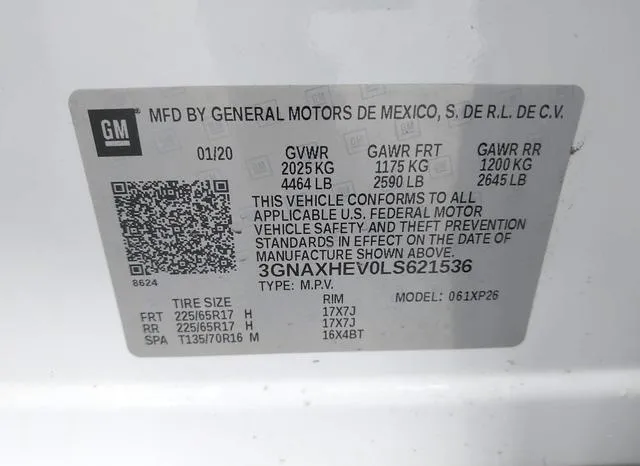 3GNAXHEV0LS621536 2020 2020 Chevrolet Equinox- Fwd Ls 9