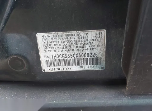 1HGCG5650XA008226 1999 1999 Honda Accord- EX 9