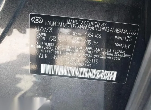 5NPEG4JA2LH062135 2020 2020 Hyundai Sonata- SE 9