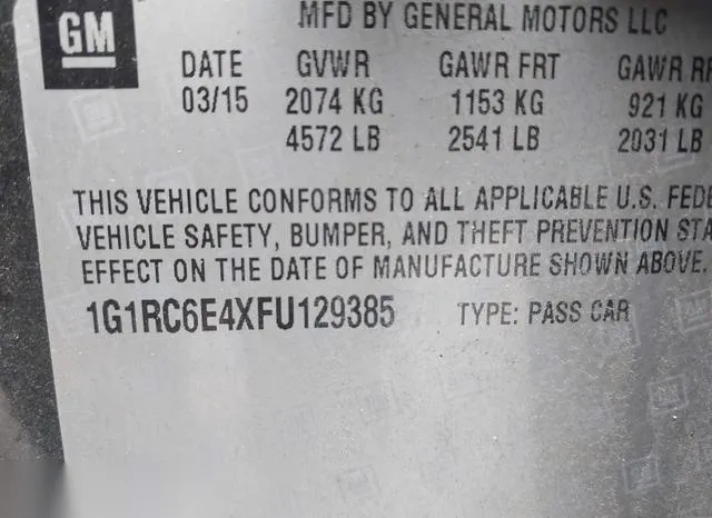 1G1RC6E4XFU129385 2015 2015 Chevrolet Volt 9