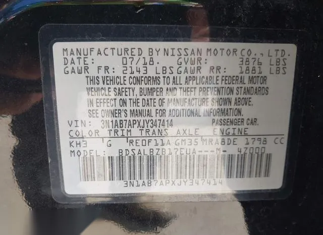 3N1AB7APXJY347414 2018 2018 Nissan Sentra- S 9