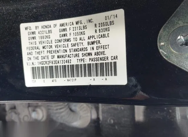 1HGCR2F83EA130482 2014 2014 Honda Accord- Ex-L 9