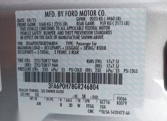 3FA6P0H78GR246804 2016 2016 Ford Fusion- SE 9