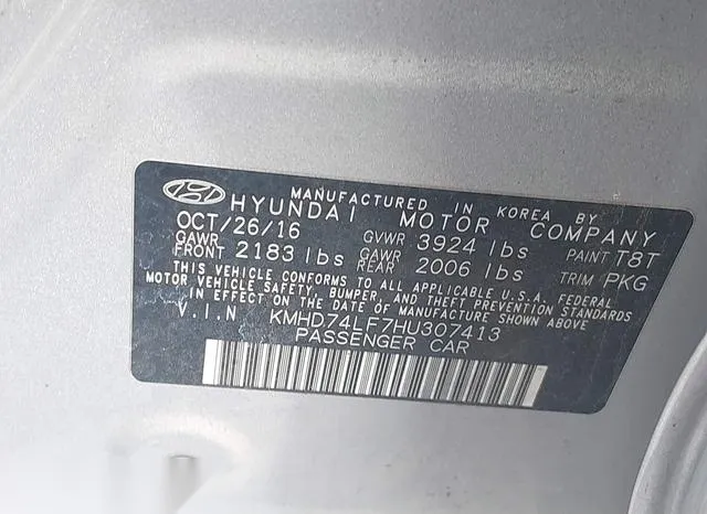 KMHD74LF7HU307413 2017 2017 Hyundai Elantra- SE 9