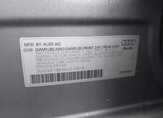 WAUDF78E96A214879 2006 2006 Audi A4- 2-0T 9