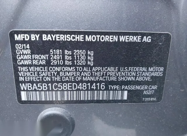 WBA5B1C58ED481416 2014 2014 BMW 5 Series- 535I 9