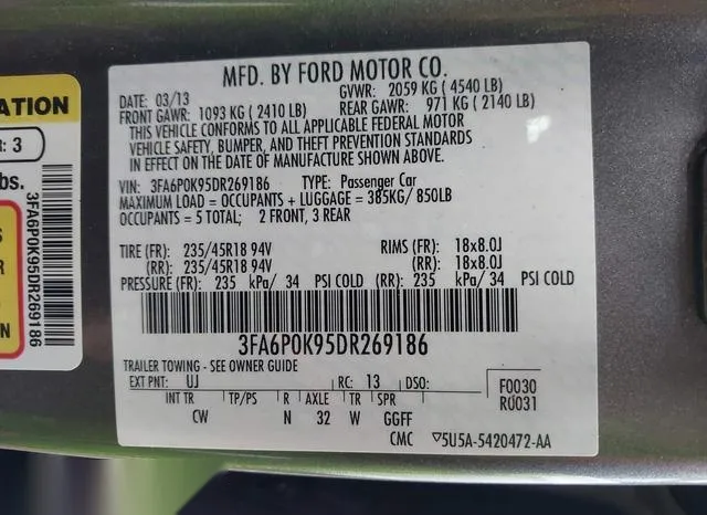 3FA6P0K95DR269186 2013 2013 Ford Fusion- Titanium 9