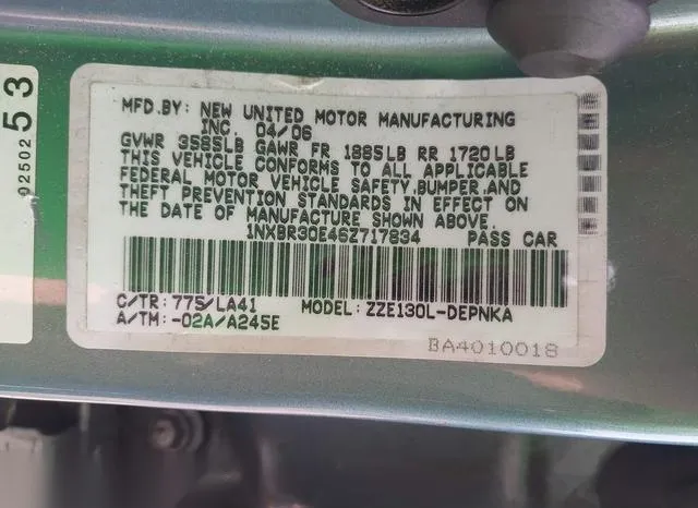 1NXBR30E46Z717834 2006 2006 Toyota Corolla- LE 9