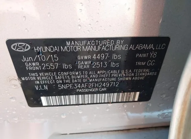 5NPE34AF2FH249712 2015 2015 Hyundai Sonata- Limited 9