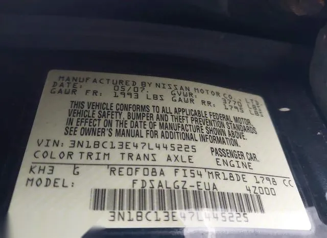 3N1BC13E47L445225 2007 2007 Nissan Versa- 1-8SL 9