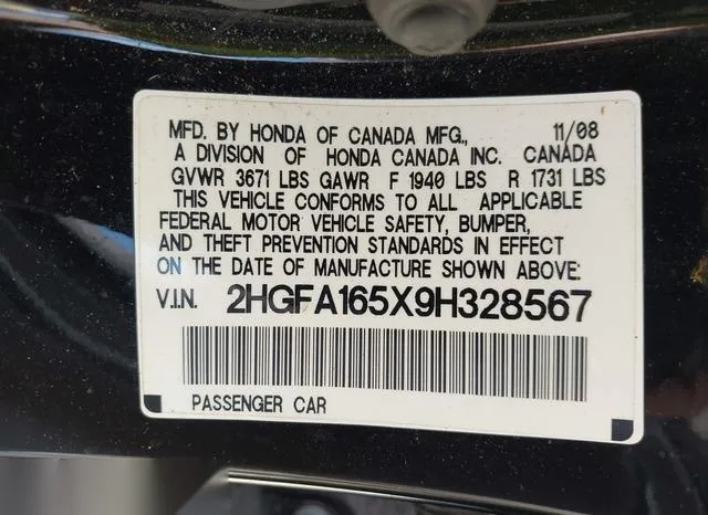 2HGFA165X9H328567 2009 2009 Honda Civic- LX 9