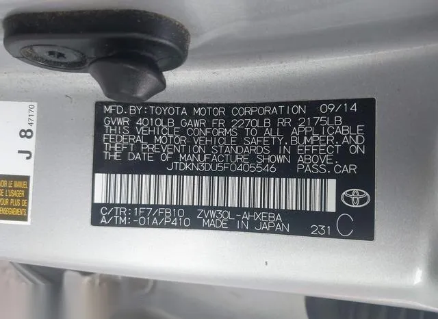 JTDKN3DU5F0405546 2015 2015 Toyota Prius- Two 9