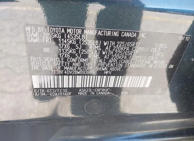 2T3BF4DV2BW093865 2011 2011 Toyota RAV4 9