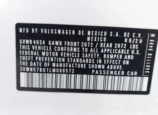 3VWN57BU1LM088572 2020 2020 Volkswagen Jetta- 1-4T R-Line/1 9