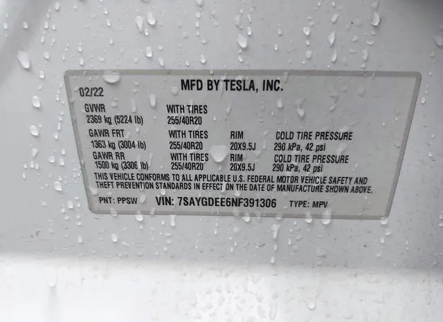 7SAYGDEE6NF391306 2022 2022 Tesla Model Y- Long Range Dual 9