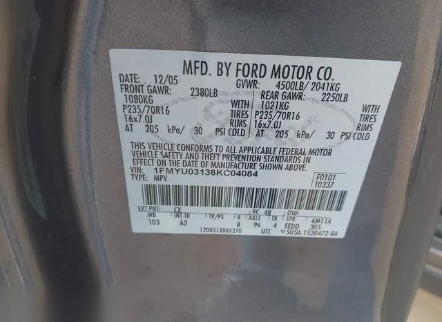 1FMYU03136KC04084 2006 2006 Ford Escape- Xlt/Xlt Sport 9