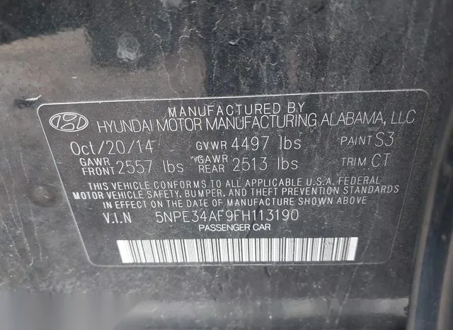 5NPE34AF9FH113190 2015 2015 Hyundai Sonata- Limited 9