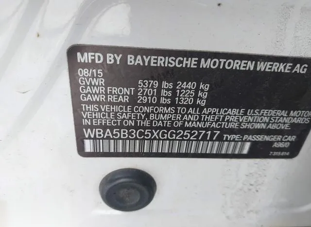 WBA5B3C5XGG252717 2016 2016 BMW 5 Series- 535I Xdrive 9