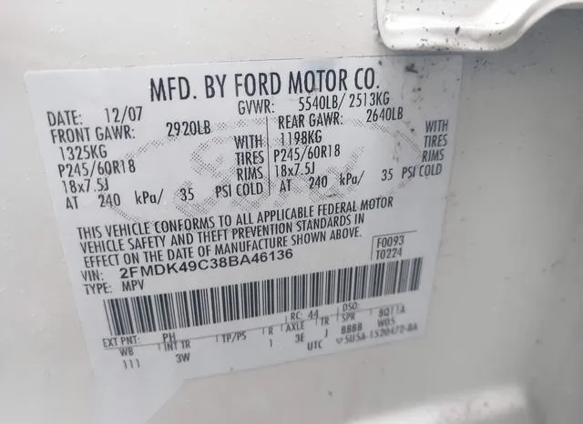 2FMDK49C38BA46136 2008 2008 Ford Edge- Limited 9