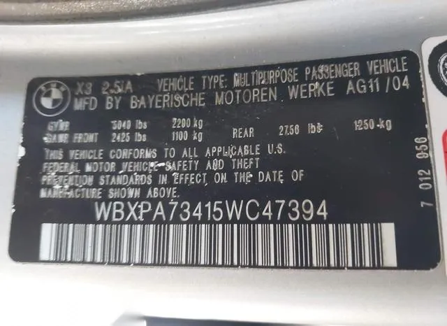 WBXPA73415WC47394 2005 2005 BMW X3- 2-5I 9