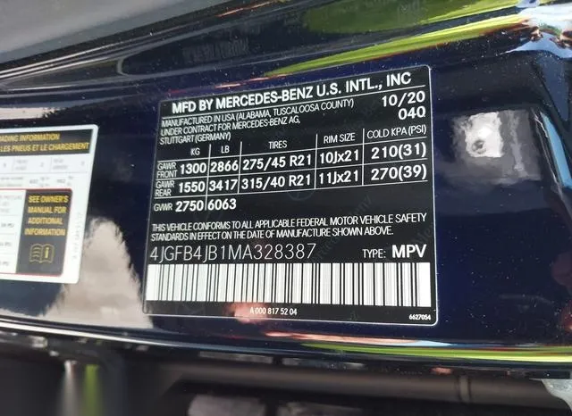 4JGFB4JB1MA328387 2021 2021 Mercedes-Benz GLE 350 9