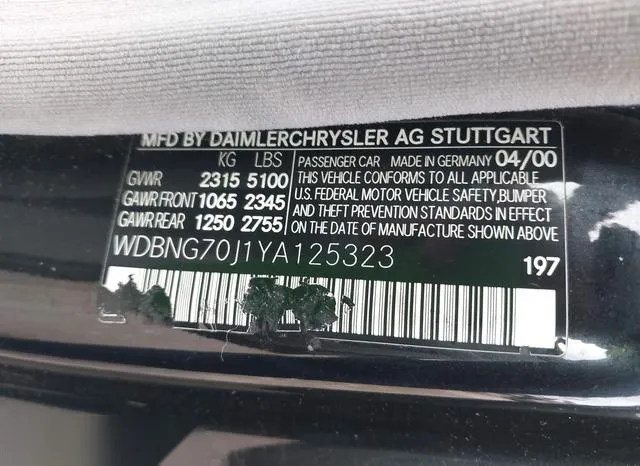 WDBNG70J1YA125323 2000 2000 Mercedes-Benz S 430 9