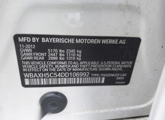 WBAXH5C54DD106992 2013 2013 BMW 5 Series- 528I Xdrive 9