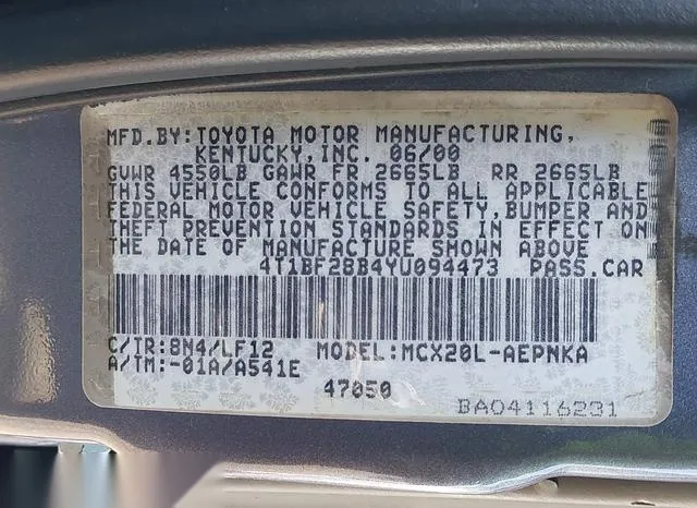 4T1BF28B4YU094473 2000 2000 Toyota Avalon- XL 9