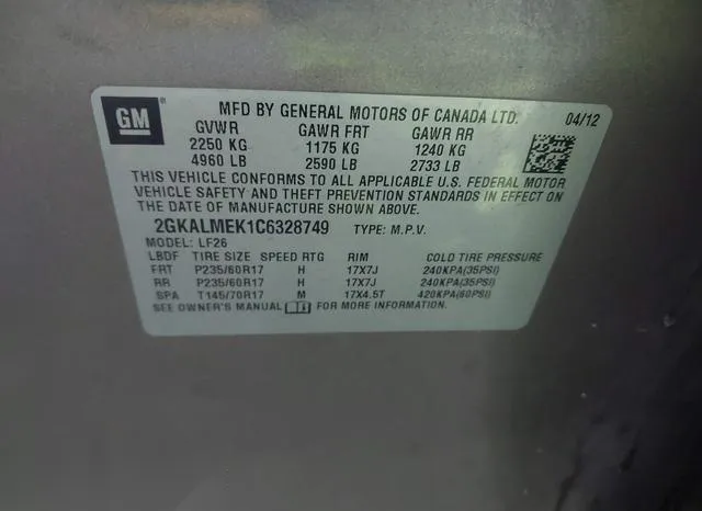 2GKALMEK1C6328749 2012 2012 GMC Terrain- Sle-1 9