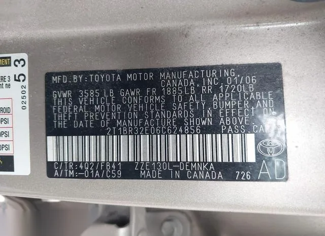 2T1BR32E06C624856 2006 2006 Toyota Corolla- Ce/Le/S 9