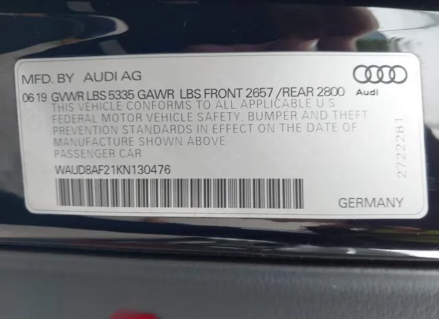 WAUD8AF21KN130476 2019 2019 Audi A6- 45 Premium 9