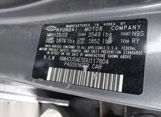 KMHCU5AE5DU117804 2013 2013 Hyundai Accent- SE 9