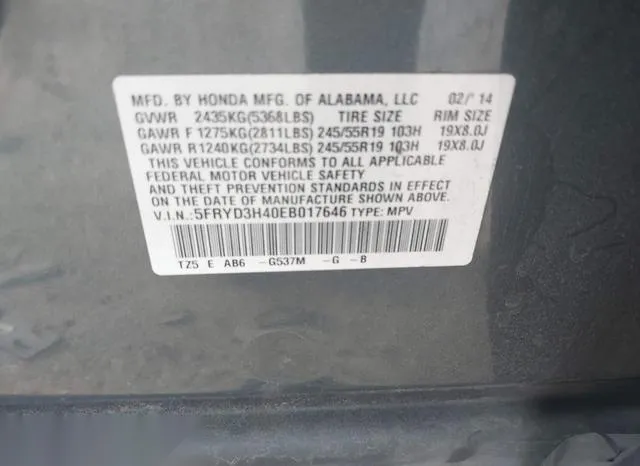 5FRYD3H40EB017646 2014 2014 Acura MDX- Technology Package 9