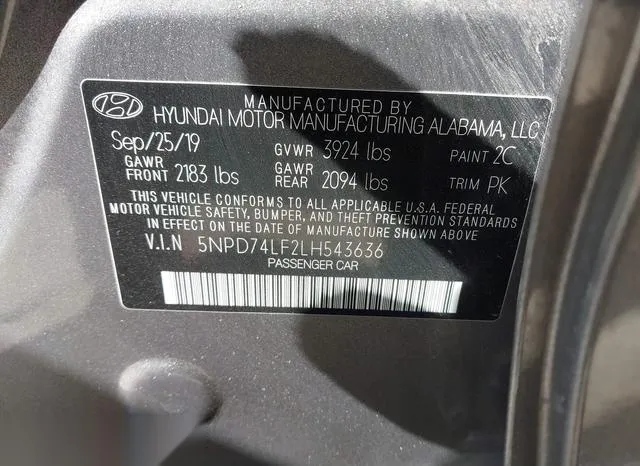 5NPD74LF2LH543636 2020 2020 Hyundai Elantra- SE 9