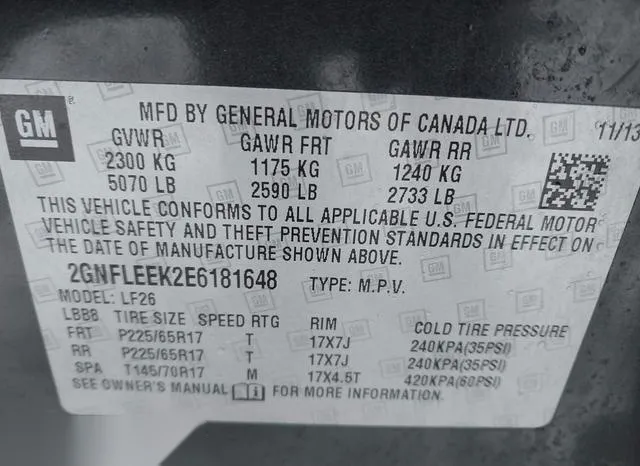 2GNFLEEK2E6181648 2014 2014 Chevrolet Equinox- LS 9