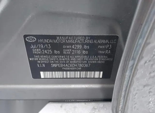 5NPEB4AC6DH780367 2013 2013 Hyundai Sonata- Gls 9