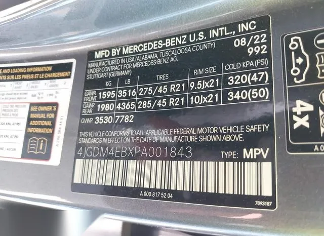 4JGDM4EBXPA001843 2023 2023 Mercedes-Benz Eqs 580 Suv- 4Matic 9