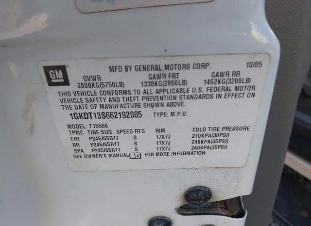 1GKDT13S662192005 2006 2006 GMC Envoy- Sle 9