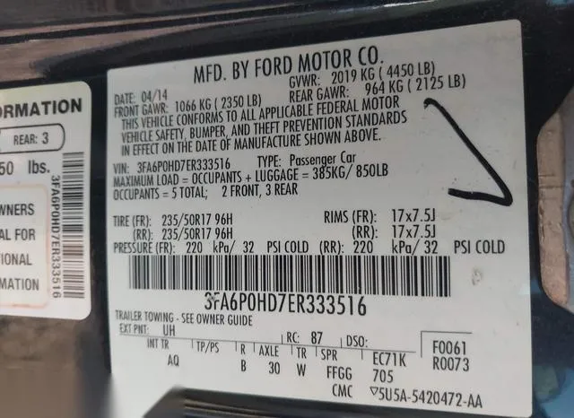 3FA6P0HD7ER333516 2014 2014 Ford Fusion- SE 9