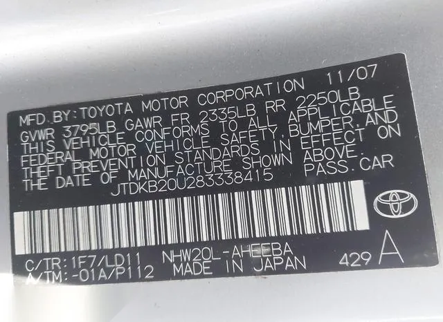 JTDKB20U283338415 2008 2008 Toyota Prius 9