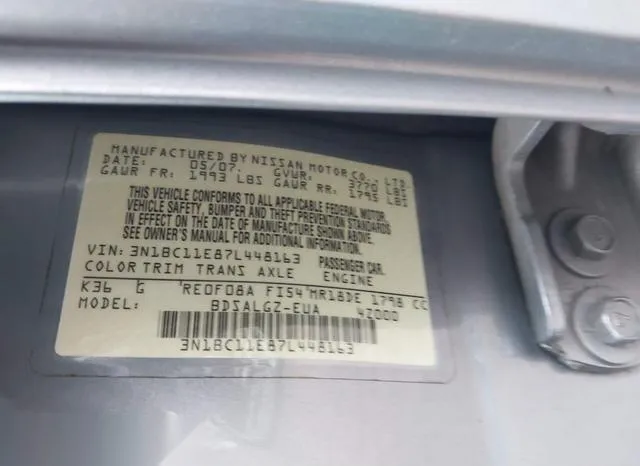 3N1BC11E87L448163 2007 2007 Nissan Versa- 1-8SL 9